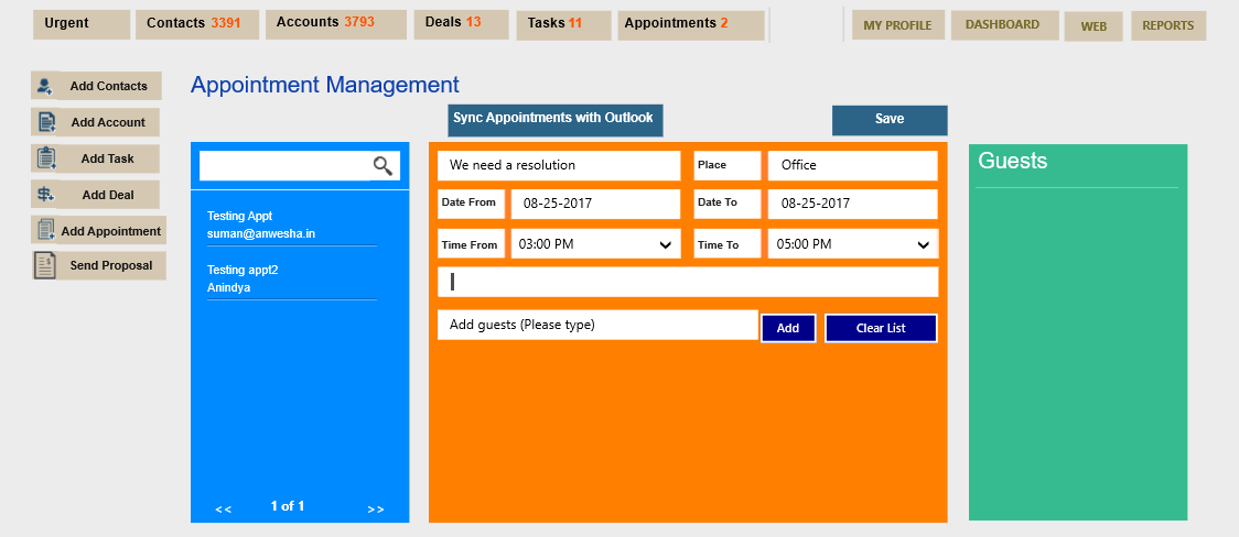 Saleswah CRM link Outlook